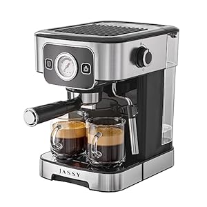 JASSY Espresso Coffee Machine 20 Bar Cappuccino Maker with Milk Frother & Temperature Dial for Barista Brewing for Espresso/Cappuccino/Latte (NEW)