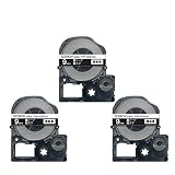 キングジム用 テプラ PRO 互換 テープカートリッジ SD9KW 9mm 強粘着 3個セット 黒テープ 白文字