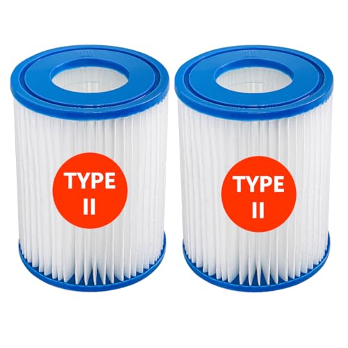WuYan 2 Pack Swimming Pool Filter Compatible for Cartridge Type II, Replacement Hot Tubs Filter Compatible with Lay Z Spa Filter Pump