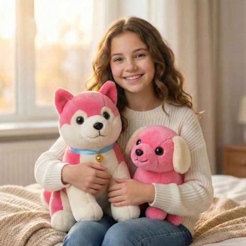 Image of Tabitha Stuffed Toys-Ultra Soft Plush Toy for Kids | Birthday Gifts for Kids and Girls | (Combo of 2 Toys 35 Cm Pink Dog & 25 Cm Pink Dog)