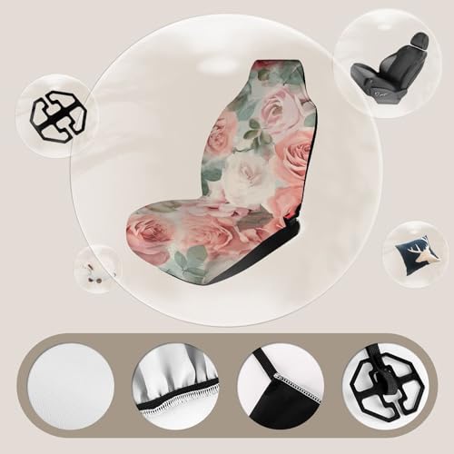 Housse de siège de voiture universelle douce imprimée rose pour protéger l'habitacle - 4