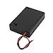 Aexit Plastic 3 Household Batteries x 1.5V AA Battery Holder Storage Shell Wire Lead 9V 69x49x18mm Black