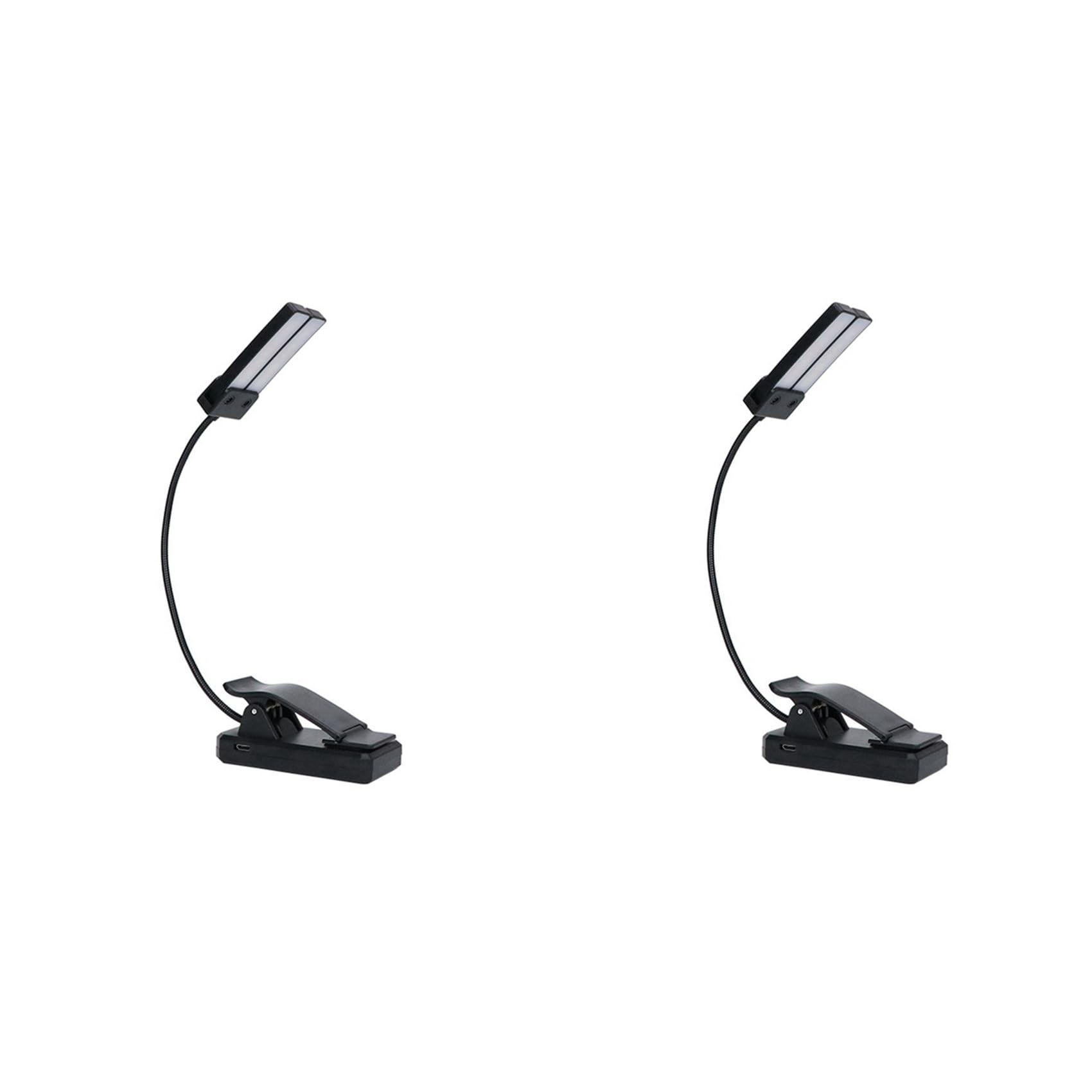 Luz de atril con clip recargable por USB y lámpara de doble cabezal anti fatiga