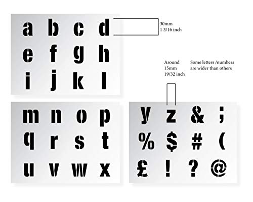 Pochoir lettres et symboles 3 cm sur 3 feuilles de 148 x 200 mm. Moderne - Image 3