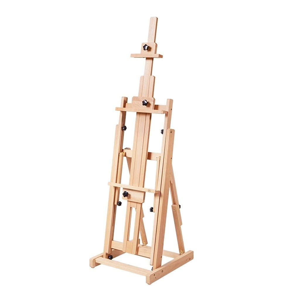 Drewniana Sztaluga, Duża Sztaluga Podłogowa, Pozioma, Malarska I Ekspozycyjna, Sztaluga Artystyczna Dla Dorosłych, Regulowana Wysokość 150-232 Cm, Utrzymuje Płótno Do 194 Cm