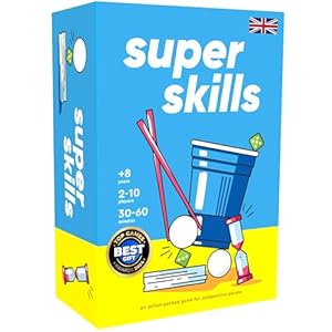 Super Skills – English – Juego de Mesa Divertido Lleno de Acción para Niños y Adultos Todas Las Edades – Incluye 120 Cartas de Retos y Otros Accesorios para Horas de Diversión