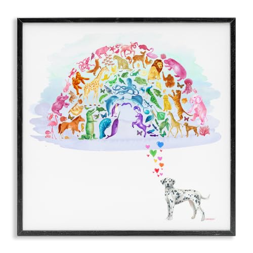 'Bright Rainbow Animals Dalmation Dream Arch'| Framed Giclee Art