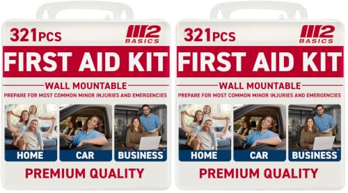 Image of M2 BASICS 321 Piece Premium First Aid Kit, w /Hard Case for Home, Business (Pack of 2)