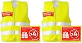PURAHELP Gilet jaune voiture set de 4 pièces valable dans toute l'Europe selon EN ISO 2047...