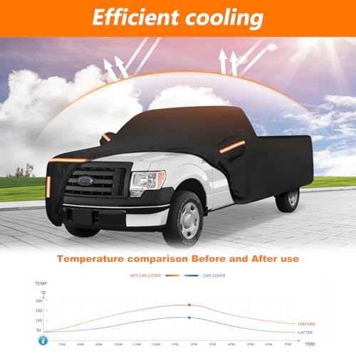 Image of Car Cover for Ford F-150 Chevy Silverado 1500 Ram 1500 Crew Cab 2000-2025 Waterproof PEVA Cotton Lined Outdoor Truck Cover Windproof UV Protection with Door Zipper