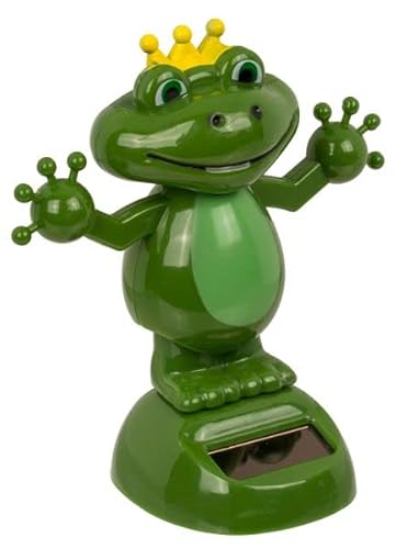 Out of the blue Solar Frosch mit Krone Wackelfigur Solarfigur, Wackelkopffigur, Froschkönig Adel