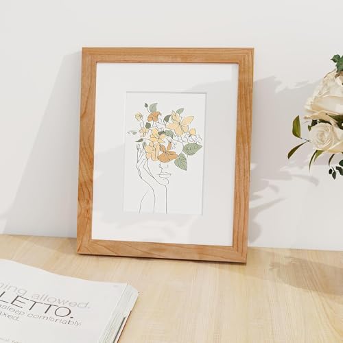 Acovy A4 写真フレーム、無垢チェリーウッド 21x29.7cm 壁用フォトフレーム 直角 A4(210x297mm) ポスターフレーム A5(139x200mm)にマット仕上げ PSパネル 縦または横の壁掛け、1パック