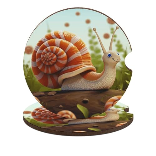 Posavasos para portavasos de carro, diseño caracol lindo, 2 piezas miniatura 1