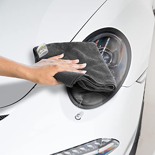 Image of SOFTSPUN Microfiber Cloth - 3 pcs - 40x40 cms - 340 GSM Grey - Thick Lint & Streak-Free Multipurpose Cloths - Automotive Microfibre Towels for Car Bike Cleaning Polishing Washing & Detailing