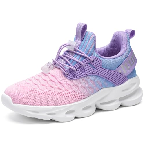 Lightweight Girls Tennis Shoes Kids Sneakers Gra Pink Size 2