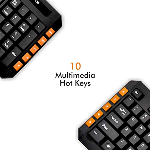 ProDot TLC-107+145 2.4Ghz Multimedia Wireless Keyboard and Mouse Combo Compact and Portable for PC, Laptop, Desktop, Android TV and Smart TV (Peel Orange)