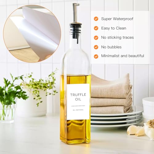 Image of HVSWLY Oil and Vinegar Labels for Bottles, 50 Pantry Labels for Vinegar and Oil Dispenser Bottles, Olive Oil Bottle Labels, Stickers, Kitchen Spice Label Set