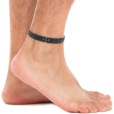 MagnetRX® Ultra Strength Magnetic Anklet – Effective Magnetic Ankle Bracelets for Men – Titanium Mens Ankle Bracelet with 48 Magnets (Black) Cover