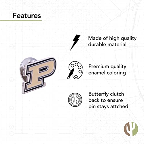 Image of Desert Cactus Purdue University Lapel Pin PUR Boilermakers Made of Metal for Formal Wear, Bag and Hat Jewelry, and Tie Tack