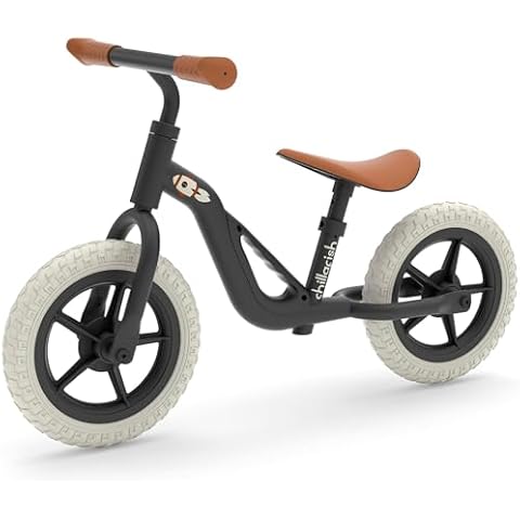 Chillafish Charlie Lightweight Toddler Balance Bike, Balance Trainer for Children 18-48 Months, Learn to Ride with 10-Inch No-Puncture Tires, Adjustable Seat and Carry Handle, Black Cover