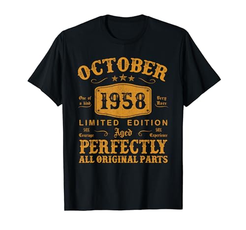 Regalo 66 Años Cumpleaños Hombre Vintage Octubre 1958 Camiseta