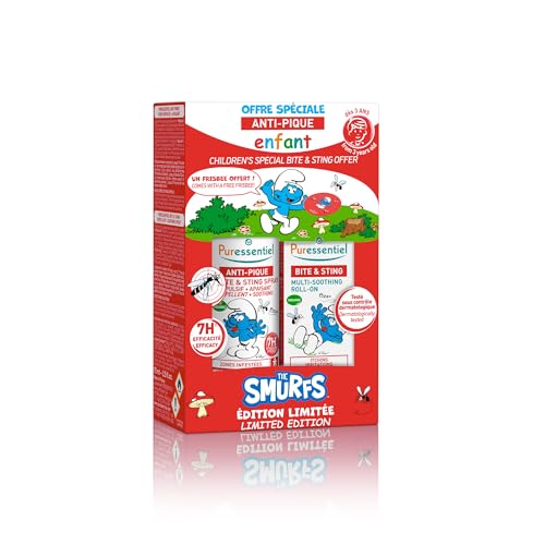 Puressentiel - Child Repellent + Soothing Duo The Smurfs – Mosquito, Insect, Fly and Tick Repellent - Proven 7-Hour Efficacy – Gentle & Hydrating