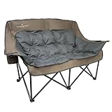 Black Sierra - Silla doble de camping para adultos, sofá acolchado de felpa para exteriores con portavasos y bolsa de transporte para playa