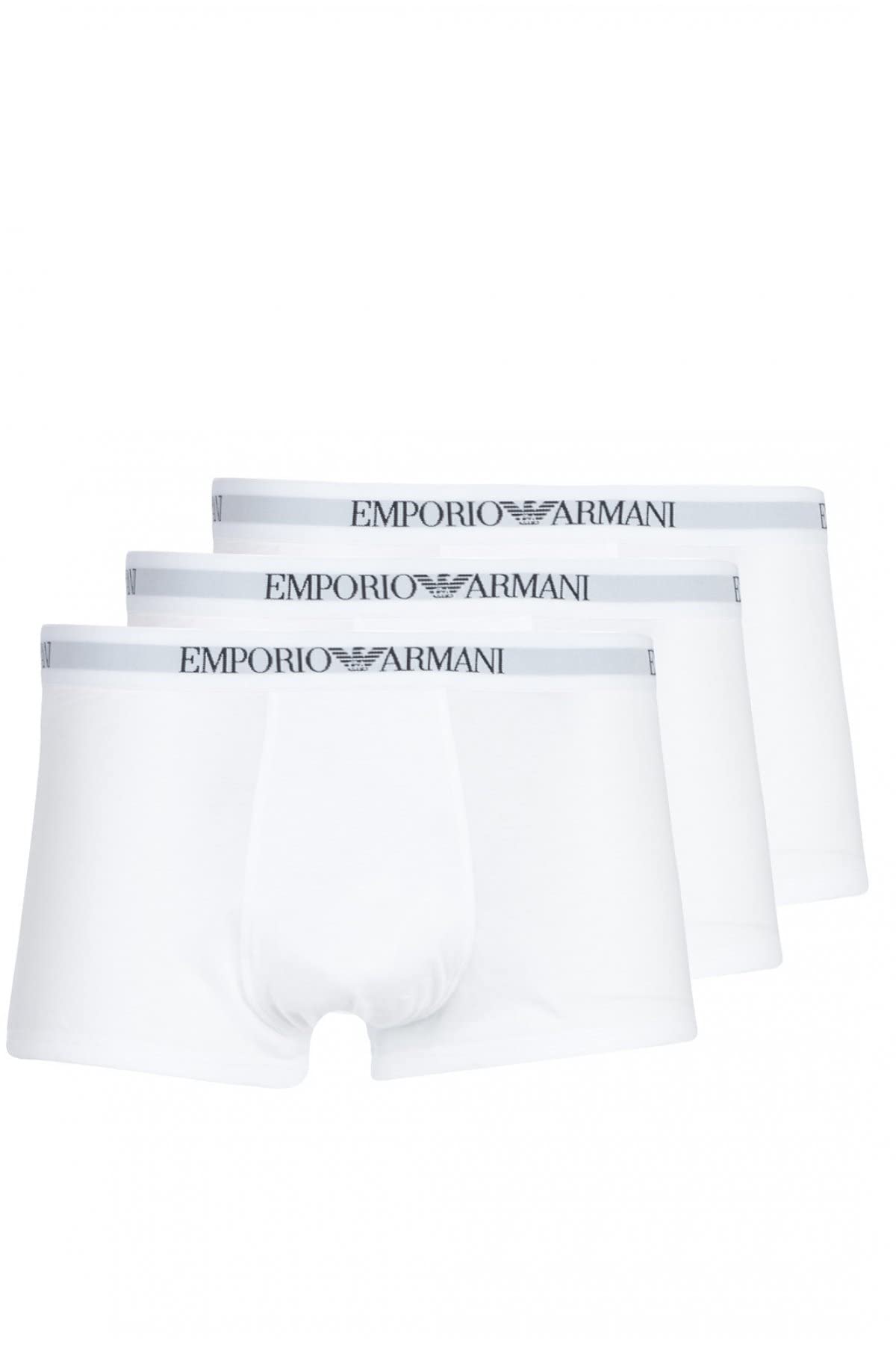 Emporio ArmaniMen's 3-pack Cotton Swim Trunks, White, M UK