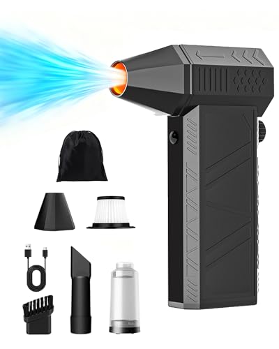 Snow Blower – Electric Snow Blower, Mini Turbo Snow Blowers, 130,000rpm, with LED Lights, Scratch-Free Paint-Safe Design, 30w Pd Dual Charging, 2-in-1 Blower & Vacuum, 3-Speed, Versatile Use