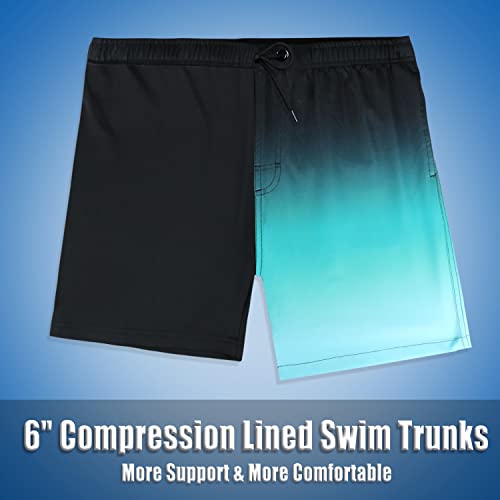 Image of Boys Swim Trunks with Boxer Brief Liner Compression Anti Chafe Swimming Shorts Stretchy UPF Quick Dry Swimsuit