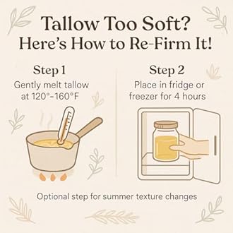 100% Pure & Grass Fed Beef Tallow 7 Lb. Rendered Bulk | No Additives | For Soaps, Balms, Candle, Skincare | Non-GMO and Gluten-free