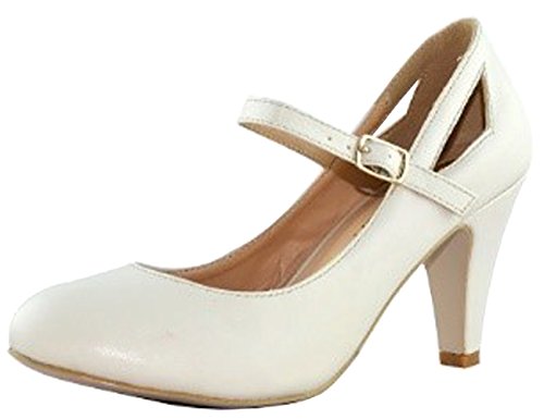 Chase & Chloe Women's Kimmy-40 Mary Jane Round Toe Pumps