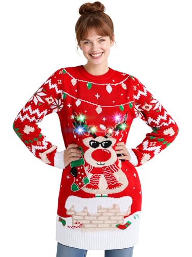 Cooraby Weihnachtspullover für Damen, hässliches...