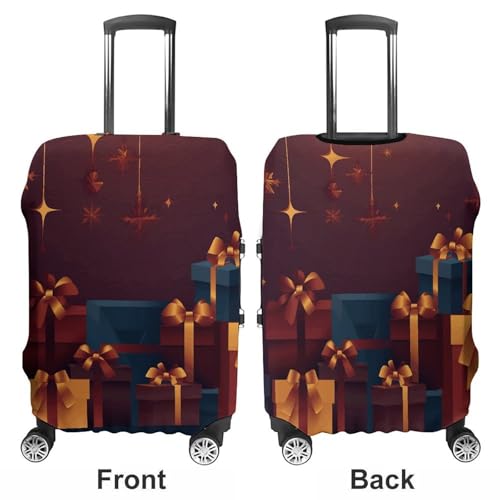 Christmas Gift Box Travel Luggage Cover Elastic Washable Suitcase Cover Dustproof Anti-Scratch Suitcase Protector Fits 19-32 Inch Luggage, S3