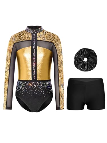 Unitard athlétique pour filles haut de gamme métallisé avec short de sport