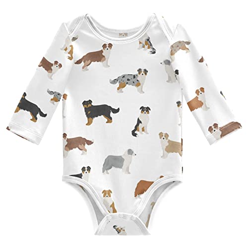 vvfelixl Baby Bodysuits Australian Shepherd Dog Long Sleeve Cotton Baby ...