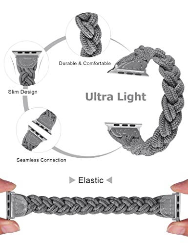 Image of Wearlizer Stretchy Braided Band Compatible with Apple Watch Bands Women | Slim Elastic Solo Loop Strap Woven for iWatch Series 11 10 9 8 7 6 5 4 3 SE /Ultra 3 2 1 42 /41 /40 /38 /44 /45 /46 /49mm