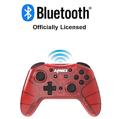 KMD Official Licensed Wireless Pro Controller for Nintendo Switch, PC, MacOS and More - Built in Turbo & Other Features - Red