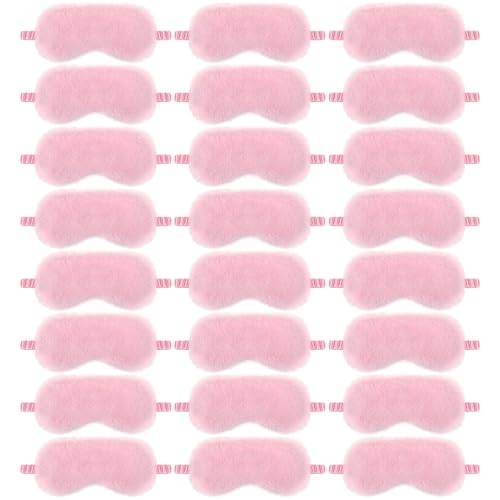 Bunnycool 24 Pcs Plush Sleep Eye Mask Bulk, Pink