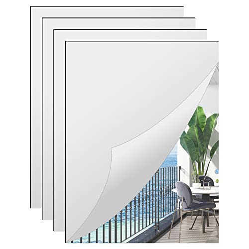 QEEYON Hojas de espejo acrílico de 8 x 12 pulgadas para pared, 4 azulejos rectangulares autoadhesivos sin marco, bandejas de espejo cuadradas para centros de mesa, decoración del hogar y dormitorio