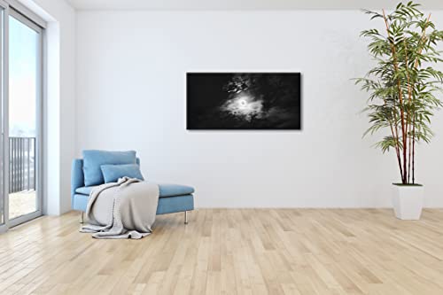 Impression numérique premium lune avec cadre en bois véritable noir