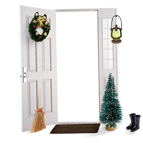 Ornamente Puppenstuben Miniatur-Sets Regen Stiefel Kranz Besen Baum für Dekoration 6PCS Geschenk – Bild 5
