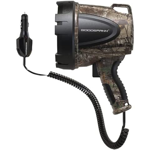 GOODSMANN Spotlight Hunting Camo Portable Handheld Spotlights 1500 Lumen Realtree® Xtra Halogen Boat Corded 12V Plug-in Spot Light Outdoor with Oxford Bag Tactic Pro H102-01 Cover