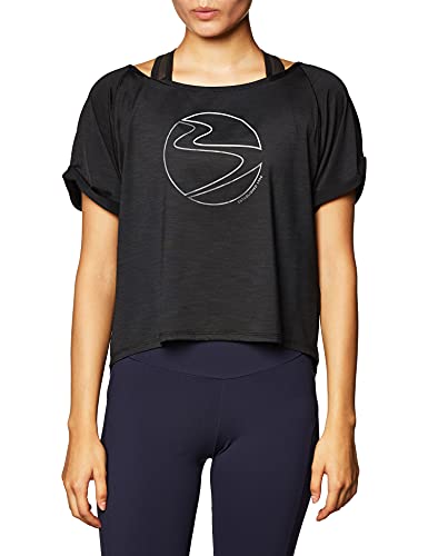 Beachbody Women's Energy Mesh Layer Tee, Barcode Black, X-Large