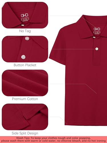 Image of OHD 3 Pack School Uniform for Boys Polo Shirt Cotton Uniform Shirts for Boys Kids School Clothes 3-14 Years