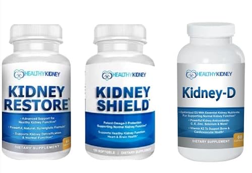 Kidney Restore & Kidney Shield 2-Pack Kidney Support And Kidney Cleanse Kidney-D Supplement Vitamin D Bundle #TOP14
