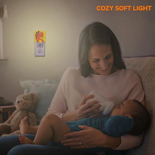 Image of Dino Dusk to Dawn Night Light, Auto Sensor Lamp Home Indoor Stairway Kitchen Corridor, Cute Dinosaur Night Lights Plug into Wall Decor, Boys Girls Women Men Room Gifts