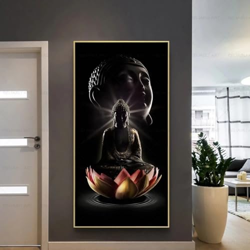 Tableau mural zen Bouddha peinture sur toile moderne 80x160 - 3