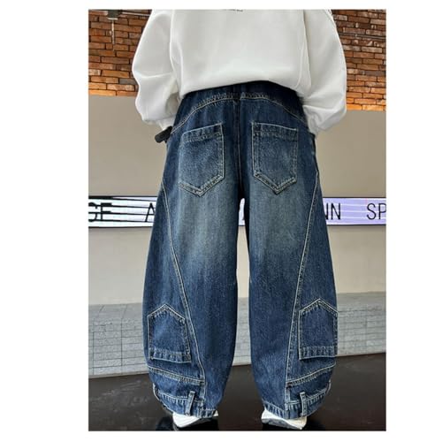 Boys Baggy Jeans Teen Cargo Pants Loose Wide Leg Denim Trousers with Pockets Y2K Elastic Waist for Kids Jeans3