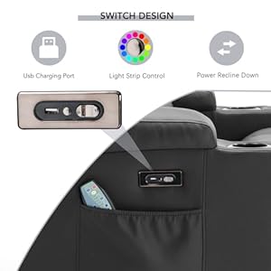 Rvpowerloveseatreclinerchairsetletherwallhuggerrecliningsofawithconsoledoublehometheaterseatingwithmassageandheat2personcouchrvfurnitureforlivingroomblack Urban Country Home Decor Rv power loveseat recliner chair set lether wall hugger reclining sofa with console double home theater seating with massage and heat 2 person couch rv furniture for living room black urban country home decor